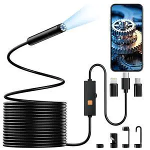 Endoscope Camera with Light, 1920P HD Borescope Tools with 8 Adjustable LED Lights, 16.4FT Semi-Rigid Snake Cord IP67 Waterproof Inspection Camera for iPhone, iPad, iOS and Android Phone Endoscope Camera with Light, 1920P HD Borescope Tools with 8 Adjustable LED Lights, 16.4FT Semi-Rigid Snake Cord IP67 Waterproof Inspection Camera for iPhone, iPad, iOS and Android Phone