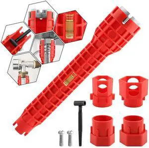 14-in-1 Multi-functional Wrench Faucet Sink Installer Tool for Toilets and Kitchens - Red Plumbers Wrench 14-in-1 Multi-functional Wrench Faucet Sink Installer Tool for Toilets and Kitchens - Red Plumbers Wrench