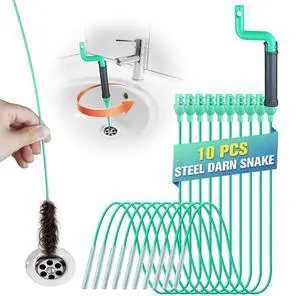 Drain Clog Remover Tool, 30-Inch Hair Clog Remover, Plumbing Snake Auger with Rotating Handle, Flexible Steel Shower Drain Snake for Cleaning Shower, Bath Tub, Easy to Use on Most Home-10 Pack Drain Clog Remover Tool, 30-Inch Hair Clog Remover, Plumbing Snake Auger with Rotating Handle, Flexible Steel Shower Drain Snake for Cleaning Shower, Bath Tub, Easy to Use on Most Home-10 Pack