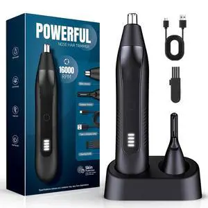 Nose Hair Trimmer for Men - 16000RPM Motor, LED Power Display, Portable Electric Ear & Eyebrow Grooming Kit, Nose Hair Cutter & Remover, Face & Body Clipper, Gift for Men, Black Nose Hair Trimmer for Men - 16000RPM Motor, LED Power Display, Portable Electric Ear & Eyebrow Grooming Kit, Nose Hair Cutter & Remover, Face & Body Clipper, Gift for Men, Black