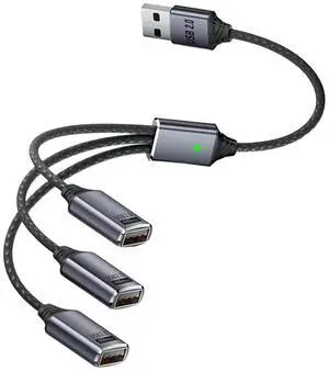 USB Y Splitter 1 in 3 Out, USB Splitter Cable Type A 1 Male to 3 Female Charging Power Data Cable, 3 Port HUB for PC, Laptop, MacBook, Keyboard, PS5, Flash Drive, LED, 25cm USB Y Splitter 1 in 3 Out, USB Splitter Cable Type A 1 Male to 3 Female Charging Power Data Cable, 3 Port HUB for PC, Laptop, MacBook, Keyboard, PS5, Flash Drive, LED, 25cm