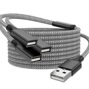 USB Splitter, 3.3FT USB A Male to 3 Female Extension Cable, Black USB Splitter, 3.3FT USB A Male to 3 Female Extension Cable, Black