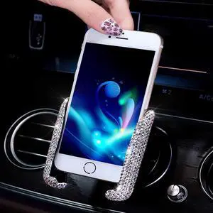 Bling Car Phone Holder Mini Dash Air Vent Automatic Phone Mount Universal 360°Adjustable Crystal for Women and Girls (White) Bling Car Phone Holder Mini Dash Air Vent Automatic Phone Mount Universal 360°Adjustable Crystal for Women and Girls (White)