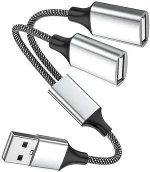 USB A Splitter, USB A Male to 2 Female USBA Y Splitter, USB Splitter 1 in 2 Out Support Charging and Data Transfer for Printer/Keyboard/Flash Drive/PlayStation/Laptop/LED/Headsets Etc USB A Splitter, USB A Male to 2 Female USBA Y Splitter, USB Splitter 1 in 2 Out Support Charging and Data Transfer for Printer/Keyboard/Flash Drive/PlayStation/Laptop/LED/Headsets Etc