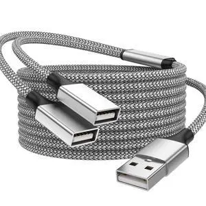 3.3FT USB A Male to 2 Female Y Cable, USB Y Splitter, Silver 3.3FT USB A Male to 2 Female Y Cable, USB Y Splitter, Silver