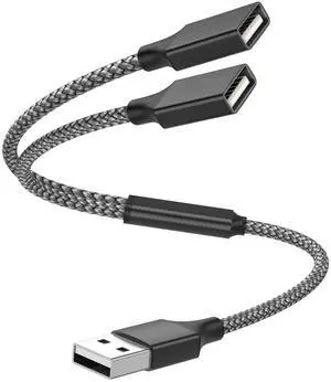 USB Y Splitter 1 in 2 Out 1Ft/30cm, USB Male to 2 Female Cable for PC/Laptop/MacBook/Keyboard/PS4/PS5/Flash Drive/LED (Black) USB Y Splitter 1 in 2 Out 1Ft/30cm, USB Male to 2 Female Cable for PC/Laptop/MacBook/Keyboard/PS4/PS5/Flash Drive/LED (Black)