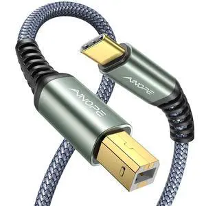 Printer Cable,Nylon Braided High-Speed USB 2.0 MIDI Cable Printer Cord to Computer,Type C/Grey/6.6FT Printer Cable,Nylon Braided High-Speed USB 2.0 MIDI Cable Printer Cord to Computer,Type C/Grey/6.6FT
