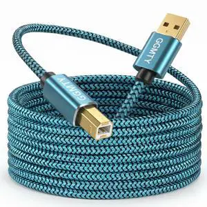 6ft USB Printer Cable, Nylon Braided USB 2.0 Type A to B Male Cord with Gold-Plated Connectors, High Speed Data Transfer Scanner Wire for HP, Canon, Epson, Brother, Midi Keyboard & DAC (Blue) 6ft USB Printer Cable, Nylon Braided USB 2.0 Type A to B Male Cord with Gold-Plated Connectors, High Speed Data Transfer Scanner Wire for HP, Canon, Epson, Brother, Midi Keyboard & DAC (Blue)