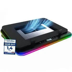 Gaming Laptop Cooling Pad - 4 Powerful Turbo Fans - 4 x 4000 RPM, Laptop Cooler 2 Power Modes USB-C/DC, Dynamic RGB, 4-Ports USB, Sealed Foam for Fast Cooling for Laptops up to 17in Gaming Laptop Cooling Pad - 4 Powerful Turbo Fans - 4 x 4000 RPM, Laptop Cooler 2 Power Modes USB-C/DC, Dynamic RGB, 4-Ports USB, Sealed Foam for Fast Cooling for Laptops up to 17in