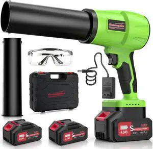 Brushless Leaf Blower Cordless, 980,000RPM, with 2 Batteries and Charger, Adjustable Speed, Lightweight, Electric Handheld Blower Portable for Patio Cleaning, Lawn Care, Yard, Leaves, Dust Brushless Leaf Blower Cordless, 980,000RPM, with 2 Batteries and Charger, Adjustable Speed, Lightweight, Electric Handheld Blower Portable for Patio Cleaning, Lawn Care, Yard, Leaves, Dust