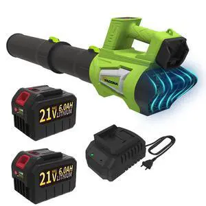 Leaf Blower Cordless Brushless with 6Ah Battery*2 and Charger, Strap, 21V Quiet 6-Speed Electric Leaf Blower with Display for Lawn Care, Leaves & Snow(Green) Leaf Blower Cordless Brushless with 6Ah Battery*2 and Charger, Strap, 21V Quiet 6-Speed Electric Leaf Blower with Display for Lawn Care, Leaves & Snow(Green)