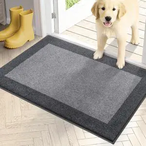 Dirt Trapping Door Mat 20" x 32", Non-Slip Washable Entry Mat, Dog Doormat, Front Door Mat, Super Absorbent Entrance Mat for Muddy Shoes & Paws, Light Grey & Grey Dirt Trapping Door Mat 20" x 32", Non-Slip Washable Entry Mat, Dog Doormat, Front Door Mat, Super Absorbent Entrance Mat for Muddy Shoes & Paws, Light Grey & Grey