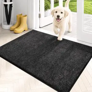 Dirt Trapping Door Mat 24" x 35.5", Non-Slip Machine Washable Entryway Rug, Dog Doormat, Indoor Front Door Mat, Super Absorbent Entry Rug for Muddy Shoes & Paws, Charcoal Dirt Trapping Door Mat 24" x 35.5", Non-Slip Machine Washable Entryway Rug, Dog Doormat, Indoor Front Door Mat, Super Absorbent Entry Rug for Muddy Shoes & Paws, Charcoal