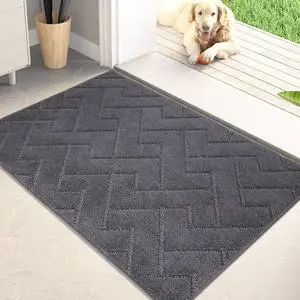 Dirt Trapping Door Mat 20" x 31.5", Non-Slip Machine Washable Entry Rug, Dog Doormat, Indoor Front Door Mat, Super Absorbent Entryway Rug for Muddy Shoes & Paws, Grey Dirt Trapping Door Mat 20" x 31.5", Non-Slip Machine Washable Entry Rug, Dog Doormat, Indoor Front Door Mat, Super Absorbent Entryway Rug for Muddy Shoes & Paws, Grey