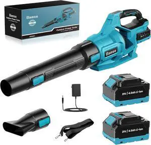 Leaf Blower Cordless 21V, Battery Leaf Blower with 2 x 4.0Ah Batteries and Charger, 3 Speed Modes, Handheld Cordless Blower for Lawn Care, Blowing Leaves, Small Gravel, Blue Leaf Blower Cordless 21V, Battery Leaf Blower with 2 x 4.0Ah Batteries and Charger, 3 Speed Modes, Handheld Cordless Blower for Lawn Care, Blowing Leaves, Small Gravel, Blue
