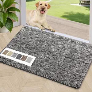 Indoor Doormat, Front Door Mat 24"x36" Absorbent Rubber Backing Non Slip Back Door Mats, Washable Low-Profile Inside Floor Mat Door Rugs for Entryway, Resist Dirt Mud Mat for Dogs, Black Indoor Doormat, Front Door Mat 24"x36" Absorbent Rubber Backing Non Slip Back Door Mats, Washable Low-Profile Inside Floor Mat Door Rugs for Entryway, Resist Dirt Mud Mat for Dogs, Black