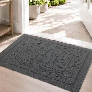 Indoor Door Mat 24" x 36", Non-Slip Door Mats Indoor Washable, Grey Indoor Door Mat 24" x 36", Non-Slip Door Mats Indoor Washable, Grey