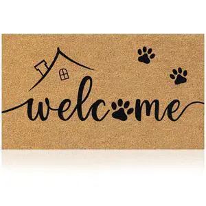 Coir Welcome Mat, Non-Slip, Welcome Paws, 17 x 29 in Coir Welcome Mat, Non-Slip, Welcome Paws, 17 x 29 in