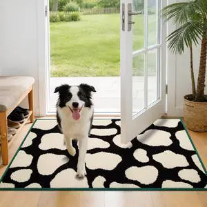 Dog Door Mat for Mud Paws, 36" x 24" Dirt Trapping Non-Slip Washable Front Back Doormat Entrance, Absorbent Quick Dry Mud Mat for Dog, Black Dog Door Mat for Mud Paws, 36" x 24" Dirt Trapping Non-Slip Washable Front Back Doormat Entrance, Absorbent Quick Dry Mud Mat for Dog, Black