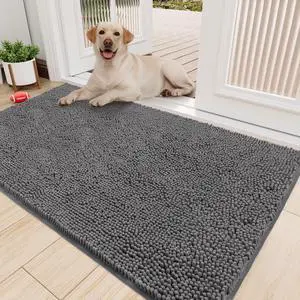 Absorbent Dog Door Mat for Muddy Paws, 60" x 30" Non Slip Washable Door Mat Indoor Entrance, Quick Dry Chenille Pet Entry Rugs for Entryway Indoor, Grey Absorbent Dog Door Mat for Muddy Paws, 60" x 30" Non Slip Washable Door Mat Indoor Entrance, Quick Dry Chenille Pet Entry Rugs for Entryway Indoor, Grey