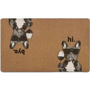 Bulldog Door Mats, Wine Bar Coffee Station Decor Door Mat for Home Outside Entryway, Black and White Dog Owner Gift Artificial Coir Doormat Rugs for Patio Entry Kitchen Decor, 17x30 Inch Bulldog Door Mats, Wine Bar Coffee Station Decor Door Mat for Home Outside Entryway, Black and White Dog Owner Gift Artificial Coir Doormat Rugs for Patio Entry Kitchen Decor, 17x30 Inch