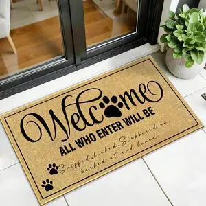 Welcome Mats for Outside Entrance Funny Dog Cat Mat for Front Door 17"x30" Welcome Mats for Outside Entrance Funny Dog Cat Mat for Front Door 17"x30"