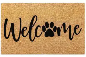 Dog Welcome Natural Coir Doormat Cute Dog Paw Print Floor Mat Non-Slip Entrance Door Rugs for Indoor Outdoor Home Bathroom Decor, 16.5 x 29 Inch Dog Welcome Natural Coir Doormat Cute Dog Paw Print Floor Mat Non-Slip Entrance Door Rugs for Indoor Outdoor Home Bathroom Decor, 16.5 x 29 Inch