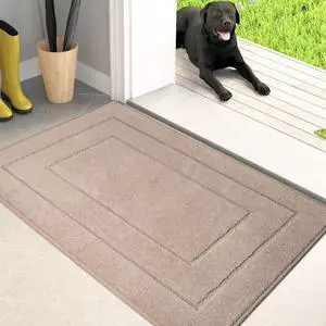 Dirt Trapping Door Mat 20" x 31.5", Non-Slip/Skid Machine Washable Entryway Rug, Dog Doormat, Super Absorbent Welcome Mat for Muddy Wet Shoes and Paws, Beige Dirt Trapping Door Mat 20" x 31.5", Non-Slip/Skid Machine Washable Entryway Rug, Dog Doormat, Super Absorbent Welcome Mat for Muddy Wet Shoes and Paws, Beige