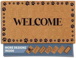 Natural Coco Coir Non-Slip Doormat (17x30, Welcome Paws) Natural Coco Coir Non-Slip Doormat (17x30, Welcome Paws)