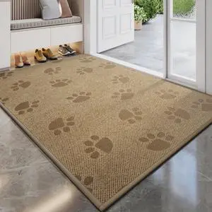 Door Mat Indoor Entrance 17"x30", 0.16" Thin Paw Print Low Pile Doormat, Non Slip Welcome Mat, Trap Dirt and Moisture, Easy Clean, Brown Door Mat Indoor Entrance 17"x30", 0.16" Thin Paw Print Low Pile Doormat, Non Slip Welcome Mat, Trap Dirt and Moisture, Easy Clean, Brown