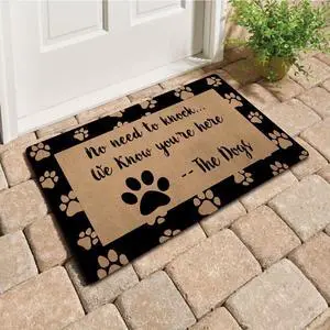 Welcome Mat with Rubber Back No Need to Knock We Know You're Here The Dog Doormat Funny Doormat for Entrance Way Monogram Mats for Front Door Mat No Slip Kitchen Rugs and Mats 30"(L) x 18"(W) Welcome Mat with Rubber Back No Need to Knock We Know You're Here The Dog Doormat Funny Doormat for Entrance Way Monogram Mats for Front Door Mat No Slip Kitchen Rugs and Mats 30"(L) x 18"(W)