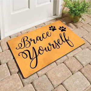 Funny Welcome Doormat Front Porch Decor Rugs with Rubber Back 30"(L) x 18"(W) Personalized Mat for Entrance Outside Monogram Mats (Brace Yourself Dog Lover) Funny Welcome Doormat Front Porch Decor Rugs with Rubber Back 30"(L) x 18"(W) Personalized Mat for Entrance Outside Monogram Mats (Brace Yourself Dog Lover)