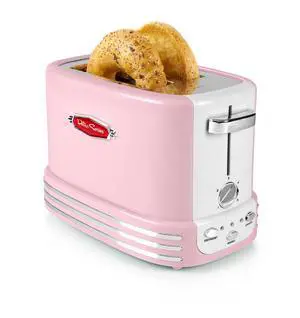 Retro Wide 2-Slice Toaster, Vintage Design With Crumb Tray, Cord Storage & 5 Toasting Levels, Pink Retro Wide 2-Slice Toaster, Vintage Design With Crumb Tray, Cord Storage & 5 Toasting Levels, Pink
