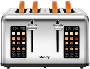 4 Slice Toaster with Touch Screen Control, 4 Wide Slots, Stainless Steel Smart Bread Toaster for Bagels, Muffins, Waffles, Dual Control Panel, Timer, Defrost, Reheat, 120V 1650W 4 Slice Toaster with Touch Screen Control, 4 Wide Slots, Stainless Steel Smart Bread Toaster for Bagels, Muffins, Waffles, Dual Control Panel, Timer, Defrost, Reheat, 120V 1650W