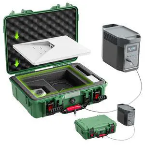 Starlink Mini Case, IP67 Waterproof Hard Shell with DC Port, Green | Protective Storage for Dish Accessories | Portable Carrying Design | Camping, RV and Outdoor Travel Starlink Mini Case, IP67 Waterproof Hard Shell with DC Port, Green | Protective Storage for Dish Accessories | Portable Carrying Design | Camping, RV and Outdoor Travel