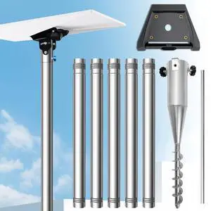 Starlink Standard 4/4X Pole Mount, 10Ft Starlink Gen 3/4 Ground Pole Mount | 1.5'' Stainless Steel Pole, No-Dig Spiral Ground Anchor, Mounting Kit Pipe Adapter Accessories, Portable Adjustable Starlink Standard 4/4X Pole Mount, 10Ft Starlink Gen 3/4 Ground Pole Mount | 1.5'' Stainless Steel Pole, No-Dig Spiral Ground Anchor, Mounting Kit Pipe Adapter Accessories, Portable Adjustable