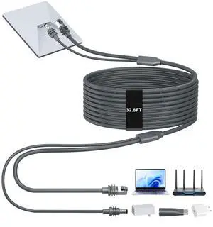 2 in 1 for Starlink Mini Ethernet Cable 32.8FT/10M | Starlink Mini Power Cable + RJ45 Ethernet Cable, DC to DC, DC to C Power Cable Relacement Waterproof Accessries for Boat/RV 2 in 1 for Starlink Mini Ethernet Cable 32.8FT/10M | Starlink Mini Power Cable + RJ45 Ethernet Cable, DC to DC, DC to C Power Cable Relacement Waterproof Accessries for Boat/RV