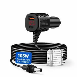 3-in-1 Starlink Mini Car Adapter, 105W Boost Car Charger, 18 AWG 10FT Cable | 12V-24V to 30V Step-up Converter, Cigarette Lighter Adapter with 2 USB Ports & Voltage Display for Cars, RVs, Trucks Boats 3-in-1 Starlink Mini Car Adapter, 105W Boost Car Charger, 18 AWG 10FT Cable | 12V-24V to 30V Step-up Converter, Cigarette Lighter Adapter with 2 USB Ports & Voltage Display for Cars, RVs, Trucks Boats
