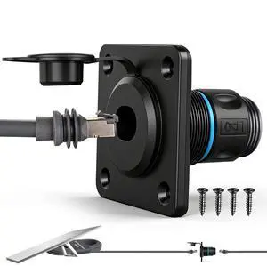 Waterproof Pass Through RJ45 Wall Socket for Starlink Gen 3/Gen 4 | Shielded CAT6 Ethernet Female to Female Aluminum Bulkhead Panel Connector for RV Camper Trailer Off-grid Starlink Dish Setup Waterproof Pass Through RJ45 Wall Socket for Starlink Gen 3/Gen 4 | Shielded CAT6 Ethernet Female to Female Aluminum Bulkhead Panel Connector for RV Camper Trailer Off-grid Starlink Dish Setup