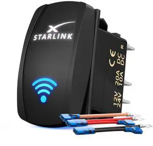Starlink Rocker Switch, Compatible with Starlink MINI/GEN2-4/V5, Waterproof SPST 5-Pin On/Off Toggle Switch 20A 12V/24V with Jumper Wires, for RV, Marine & Outdoor Satellite Signal Reception Control Starlink Rocker Switch, Compatible with Starlink MINI/GEN2-4/V5, Waterproof SPST 5-Pin On/Off Toggle Switch 20A 12V/24V with Jumper Wires, for RV, Marine & Outdoor Satellite Signal Reception Control