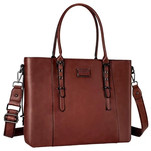 Laptop Bag for Women, 17.3 inch PU Leather Shoulder Laptop Tote Bag | Waterproof Vintage Large Capacity Briefcase Computer Bags Work Bag for Office Work Travel, Brown Laptop Bag for Women, 17.3 inch PU Leather Shoulder Laptop Tote Bag | Waterproof Vintage Large Capacity Briefcase Computer Bags Work Bag for Office Work Travel, Brown