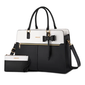 Laptop Tote Bag for Women, 15.6 inch Waterproof PU Leather Work Bag | Large Capacity Handbag Shoulder Computer Bags Work Briefcase with Clutch Purse & Bowknot for Business Teacher Office, Black Laptop Tote Bag for Women, 15.6 inch Waterproof PU Leather Work Bag | Large Capacity Handbag Shoulder Computer Bags Work Briefcase with Clutch Purse & Bowknot for Business Teacher Office, Black