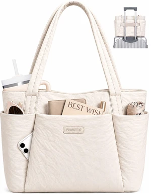 Puffer Tote Bag for Women, Lightweight Work Tote Handbag with Laptop Compartment, Zipper & Roomy Pockets, Puffy Quilted Nurse Bag for Clinical, Travel, College, Teacher & Gym Beige M Puffer Tote Bag for Women, Lightweight Work Tote Handbag with Laptop Compartment, Zipper & Roomy Pockets, Puffy Quilted Nurse Bag for Clinical, Travel, College, Teacher & Gym Beige M
