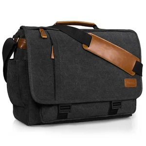 Men Messenger Bag 15.6 inch, Computer Work Bag Water-resistant Canvas, Laptop Shoulder Bag Briefcase Satchel, Dark Grey Men Messenger Bag 15.6 inch, Computer Work Bag Water-resistant Canvas, Laptop Shoulder Bag Briefcase Satchel, Dark Grey