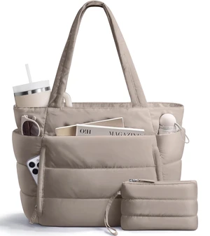 Puffer Tote Bag for Women, Lightweight Puffy Travel Gym Work Bag | 16 Pocket Teacher Nurse Quilted Shoulder Handbag Large Cloud Carry On 15.6" Laptop Computer Purse for School Nursing Clinical Puffer Tote Bag for Women, Lightweight Puffy Travel Gym Work Bag | 16 Pocket Teacher Nurse Quilted Shoulder Handbag Large Cloud Carry On 15.6" Laptop Computer Purse for School Nursing Clinical