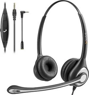 Cell Phone Headset with Microphone Noise Cancelling & Call Controls, 3.5mm Computer Headphones for Samsung PC Business Skype Softphone Call Center Office, Clear Chat, Ultra Comfort Cell Phone Headset with Microphone Noise Cancelling & Call Controls, 3.5mm Computer Headphones for Samsung PC Business Skype Softphone Call Center Office, Clear Chat, Ultra Comfort