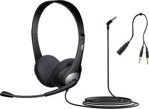 Cyber Acoustics AC-204 Stereo Headset with Ambidextrous Boom Mic | Great for VoIP and Gaming, Leatherette Earpads, Includes Y-Adapter, PC and Mac Compatible Cyber Acoustics AC-204 Stereo Headset with Ambidextrous Boom Mic | Great for VoIP and Gaming, Leatherette Earpads, Includes Y-Adapter, PC and Mac Compatible