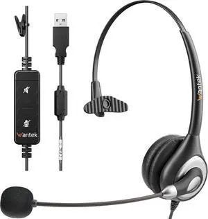 Wantek Corded USB Headsets Mono with Noise Cancelling Mic and in-line Controls, UC Business Headset for Skype, SoftPhone, Call Center, Crystal Clear Chat, Super Lightweight, Ultra Comfort (UC600) Wantek Corded USB Headsets Mono with Noise Cancelling Mic and in-line Controls, UC Business Headset for Skype, SoftPhone, Call Center, Crystal Clear Chat, Super Lightweight, Ultra Comfort (UC600)