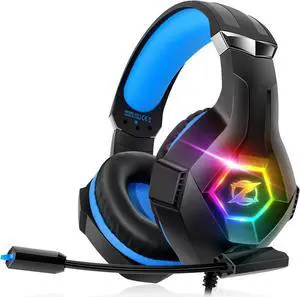 Ozeino Gaming Headset for PC, Ps4, Ps5, Xbox Headset with 7.1 Surround Sound, Gaming Headphones with Noise Cancelling Mic RGB Light Over Ear Headphones for Xbox Series X/S, Switch-Blue Ozeino Gaming Headset for PC, Ps4, Ps5, Xbox Headset with 7.1 Surround Sound, Gaming Headphones with Noise Cancelling Mic RGB Light Over Ear Headphones for Xbox Series X/S, Switch-Blue