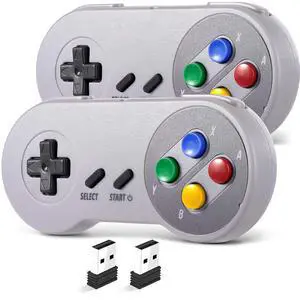 2 Pack Wireless USB SNES Controller for Windows PC, macOS(Multi-Color Keys) 2 Pack Wireless USB SNES Controller for Windows PC, macOS(Multi-Color Keys)